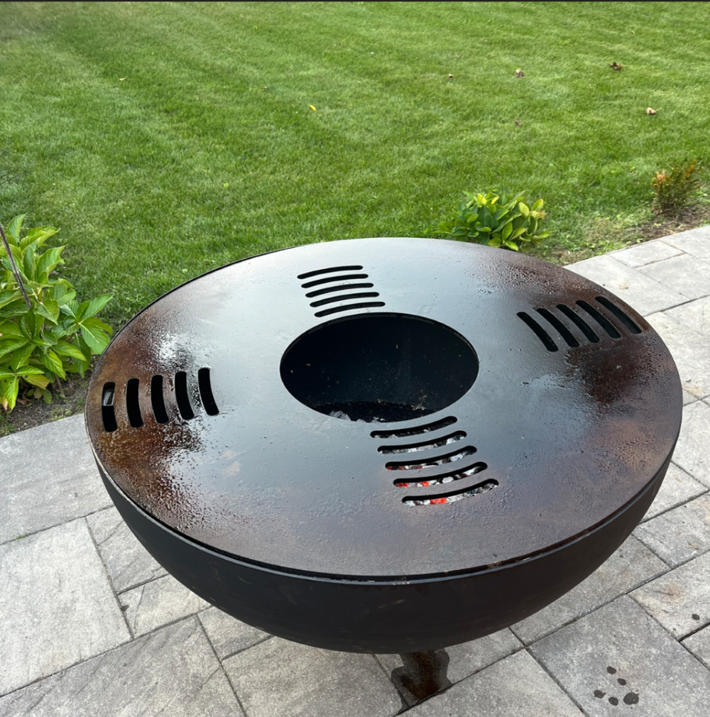 CORTEN STEEL HEMISPHERE BBQ GRILL